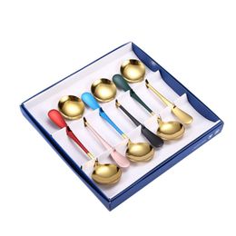 Silver Gold Dinnerware Set Stainless Steel Tableware 6PCS Spoons Luxury Cutlery Sets Kitchen Flatware Dishwasher Safe