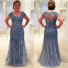 the Bride of A-line 3/4 Sleeves Chiffon Appliques Beaded Plus Size Groom Mother Dresses for Weddings Mor