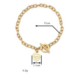 Women's Simple OT Button Love Pendant Bracelet Gold Plated Stainls Steel Bracelet Personality Jewelry