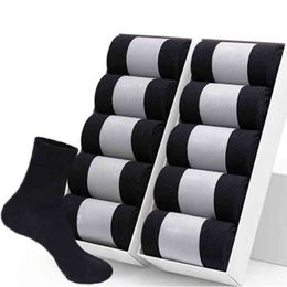 10 Pairs/Lot High Quality Men's Black Business Socks Breathable Autumn Winter Male Gift Sox PLus Size40-45