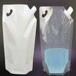 1000ml Empty Stand up Plastic Drink Spout Bag 1L transparent suction bags For Juice Milk water Beer