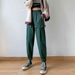 High Waist Harem Pants Women Summer Elastic Pocket Sweatpants Female Street Wear Fashion Casual Harajuku 210601
