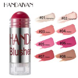 HANDAIYAN Face Matte Blush Stick 8 Color Cheek Blusher Stick Makeup Rouge Long Lasting Natural Blush