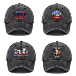 2024 Trump Ball Caps Summer Donald Baseball Hat Election Washed Cotton Net Ponytail Cap Hats Adjustable Sports Jogging Outdoor Beach Peaked Sun Visor B7756