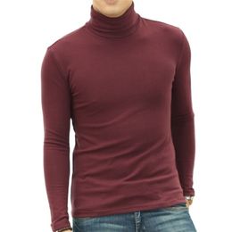 ARCSINX Turtleneck Men T-shirt Large Size 3XL 4XL 5XL Fashion Winter Long Sleeve T Shirt Fitness Slim Fit Tee Homme 220309