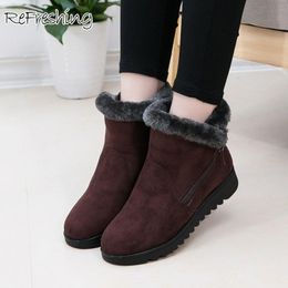 Boots Stylish Winter Women Ankle 2021 Outdoor Non-slip Warm Plush Zipper Female Casual Shoes Soft Thicken Ladies Cotton