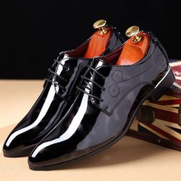 Fashion Italian Design Leather Dress Shoes Pointed Toe Oxford Business Attire High Quality Men Shoes Plus Size 38-48