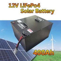 GTK 12v 400Ah LiFePo4 Battery 12.8v Deep Cycle For Vehicles power station solar energy 12V EV RV storage+20A charger