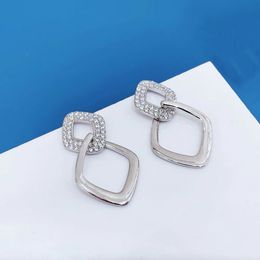 Stud Earrings 925 Sterling Silver Women Jewelry Zircon Geometric Rhombus Design 5 Pairs