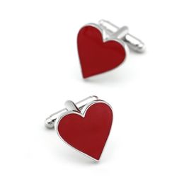 Men's Wedding Cufflinks Quality Brass Material Red Color Love Heart Design Cuff Links Wholesale & Retail 1pair