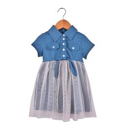 New Brand Toddler Baby Kids Girl Princess Summer Sundress Denim Dress Cowboy Princess Tutu Dress Party Button Dress Clothes D30 Q0716