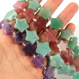Five Pointed Star Shape 15mm ite Quartz Natural Stone Loose Gems Beads for Jewelry Making Bulk DIY Bracelet 15''