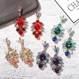 Luxury Fashion Shiny Glass Crystal Water Drop Earring for Women Vintage Full Rhinestone Earrings Dangle Bridal Jewellery