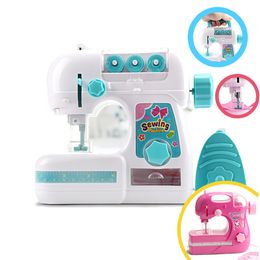 Mini Furniture Toy Kids Simulation Sewing Machine Role Play Pretend Toy Educational Toys For Girl Children DIY Handmade Toy Gift 210312