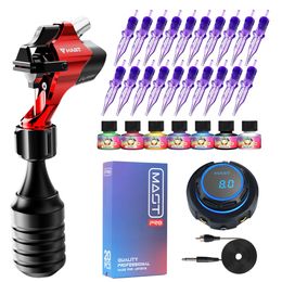 Mast Flash Tattoo Machine Kit Powerful Motor Tattoo Rotary with LCD Power Supply Permanent Makeup Cartridge Needles Ink SetScouts