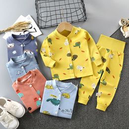 Baby Autumn Home Service Infant Cotton Underwear Pants Set Cardigans Boys Girls High Waist Belly Protect Pants Baby Clothes Suit G1023