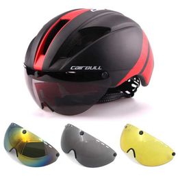 CAIRBULL TT Helmet Time Trial Cycling Goggles Race Road Bike with Lens Aero Bicycle Equipment Casco Ciclism P0824