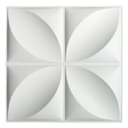 Art3d 50x50cm 3D Plastic Wall Panels Soundproof Flower Design Stickers White for Living Room Bedroom TV Background (Pack of 12 Tiles 32 Sq Ft)