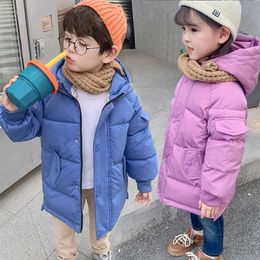 Kids Jackets Thick Cold Winter Warm Cotton Down Coat for Boys Hooded Outerwear Teen Girls Clothes Russian Winter Children Parkas H0909