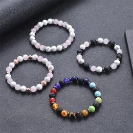 7 Chakra Beads Bracelets Female Yoga Healing Bracelet Natural Lava Rock Stone Bracelet Elastic Energy Jewellery Gifts