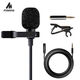 microphone extension cable UK - MAONO Lavalier Microphone with 6M Extension Cable Condenser Microphone Handsfree Clip-on for iPhone Android Smartphone DSLR Cam Y211210