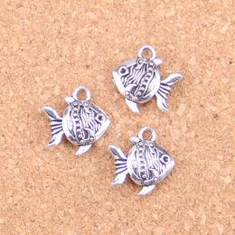 75pcs Antique Silver Plated Bronze Plated double sided fish goldfish Charms Pendant DIY Necklace Bracelet Bangle Findings 14*15mm