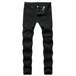 Men039s Jeans 2021 Men Stacked Ripped Male Black Denim Straight Leg Trousers Students Slim Fit Boyfriend Streetwear Quality Bra9630649