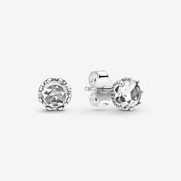Designer Jewelry 925 Silver Earring heart Ear Studs fit Pandora Clear Sparkling Crown Stud Earrings love Earrings European Style Murano
