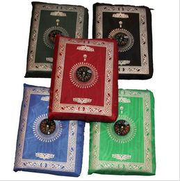 100PCS Newest Muslim Prayer Mat Pocket Prayer Mat with Compass 4 Colors