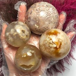 Decorative Objects & Figurines Natural Cherry Irregular Stone Crystal Ball Healing Jadeite Meditation Chakra Agate Home Decor