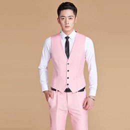XS-6XL Men's Large Size Summer Colourful Vest + Pants Pink Green Royal Blue Red Black Beige Vest Suitable for Wedding Groomsmen X0909