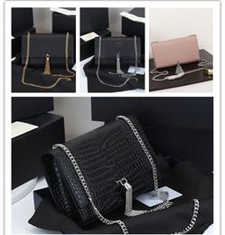 Luxury Bag KATE SMALL WITH TASSEL IN EMBOSSED CROCODILE SHINY LEATHER Designer Handbags CHAIN SHOULDER STRAP Crossbody Bags Hasp Up Fashion Women's Storage