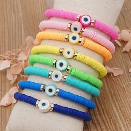 6Pcs 2021 Turkish Bracelet Polymer Clay Heishi Disc Beads Charms Greek Eye Bracelets For Women Summer Beach Jewellery