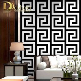 Greek Key Lattice Modern Geometric Wallpaper el Study Background Wall PVC Bathroom Waterproof Wallpaper 210722