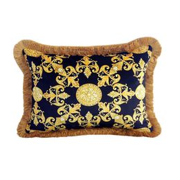 Luxury pillow case designer Signage classic pattern tassel printed pillowcase cushion cover 45*35cm for home new Year decorative gifts