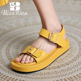 RizaBina Women Sandals Real Leather Summer Shoes For Woman Buckle Strap Fashion Platform Sandalias Footwear Size 33-42 210624