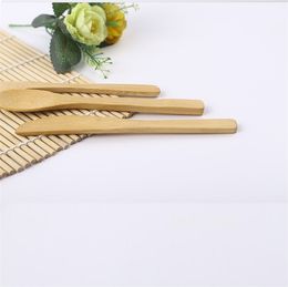 Newest Bamboo knife fork spoon set portable fruit fork 16cm health spoon small Bamboo Tableware Set ZC091