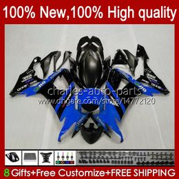 Motorcycle Bodys For KAWASAKI NINJA ZX1000C ZX-10R ZX 10R 10 R 1000 Blue black hot CC 08-10 Bodywork 56No.32 ZX10 1000CC ZX10R 08 09 10 ZX1000 2008 2009 2010 Fairing Kit