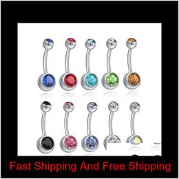 Stainless Steel Belly Button Rings Navel Rings Crystal Hypoallergenic Body Piercing Bars Jewlery For Women'S Bikini Fashion Jewellery D1 Cqbal