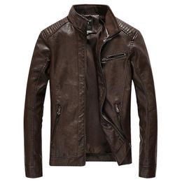 Men's Jackets 2021 Sping Arrival Pu Leather Jacket Men Autumn Stand Collar Zipper Fashion Coat Casual Dress Dct -244