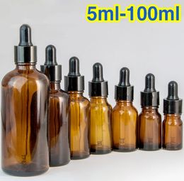 Amber Bottles 15ml 20ml 30ml 50ml With Childproof Cap Brown Glass Essential Oil Liquid Dropper Pipette Empty Bottle In Stocks
