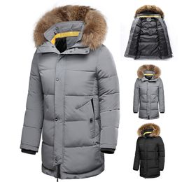 6Xl Men Winter Casual Long Thick Fur Collar Hooded Parkas Jacket Coat Men Autumn Fashion Warm Windproof Pocket Hat Parka Men 210819