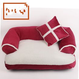 small pet pillow NZ - Four seasons kennels Pet Dog Sofa Beds With Pillow Detachable Wash Soft Fleece Cat Bed Warm Chihuahua Small Dogs 675 K2