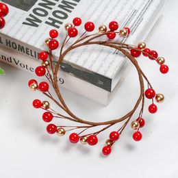 Christmas Decorations Simulated Berry Wreath Home Decoration Plant Candle Ring Red Fruit For Girls Gift