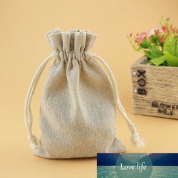 Wholesale 50pcs/lot 10*14cm Natural Colour Cotton Wedding Party Favour Drawstring Gift Cute Charms Jewellery Packaging