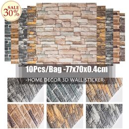 10pcs/bag 3D Brick Pattern Wallpaper for Living Room Bedroom TV 77x70cm Waterproof Self-Adhesive Wall Sticker 210310