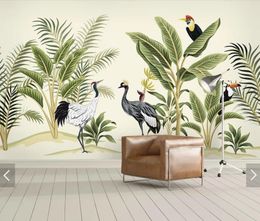 Wallpapers Tropical Leaves Bird Wallpaper Mural Po Living Room Bedroom Wall Paper Contact 3d Murals Rain Forest