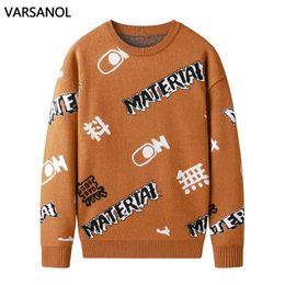 Varsanol Black Sweater Men Knitted Fashion Pattern Mens Clothing Cotton O Neck Sweaters Pllovers Homme Winter Christmas Sweater 210601