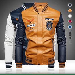 Winter Fashion Men Leather Jacket Casual Warm Mens Faux Leather Coat Male Slim Fit Motorcycle Jacket Bomber Outerwear Coat 211009