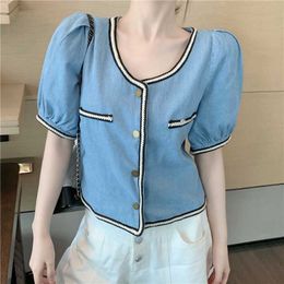 Ladies Thin Denim Jackets Slim Fit Coats Short Sleeve Summer Casual Female Hit color for Women 210529